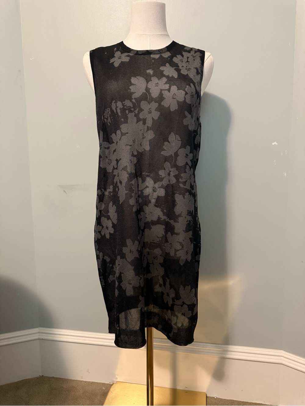Anteprima Sleeveless Black Floral Sheath Dress